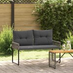 vidaXL Banc extérieur Gris 118 x 55 x 82 cm Rotin PE et tissu
