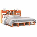 vidaXL Lit bibliothèque sans matelas cire marron 200x200 cm pin massif