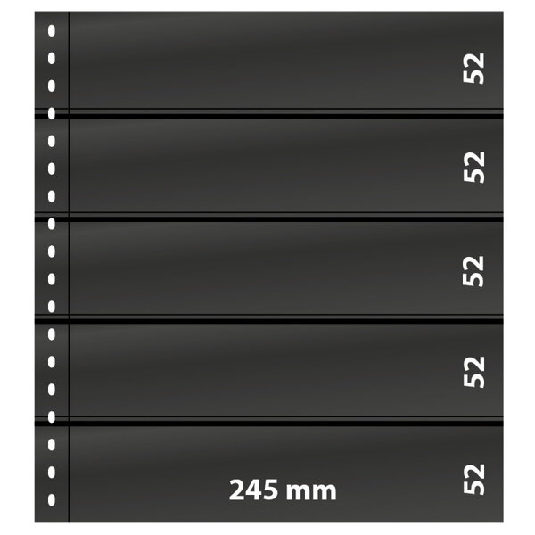 Feuilles de classement Omnia Lindner à 5 bandes pour timbres-poste. Fond - Noir