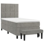 vidaXL Sommier à lattes de lit et matelas Gris clair 100x200cm Velours