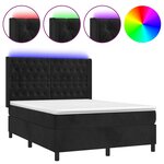 vidaXL Sommier à lattes de lit matelas et LED Noir 140x190 cm Velours