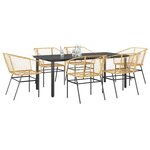 vidaXL Ensemble à manger jardin 7Pièces marron rpoly otin verre