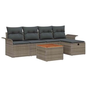 vidaXL Ensemble de canapé de jardin 6 Pièces Gris Poly rotin