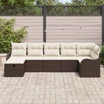 vidaXL Ensemble de canapé de jardin 7 Pièces Marron Poly rotin