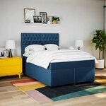 vidaXL Sommier à lattes de lit avec matelas Bleu 140x190 cm Tissu