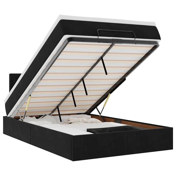 vidaXL Lit ottoman avec matelas et LED noir 120x190 cm velours
