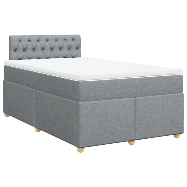 vidaXL Sommier à lattes de lit avec matelas Gris clair 120x200cm Tissu