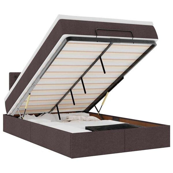 VidaXL Cadre de lit ottoman avec matelas marron foncé 120x190 cm tissu