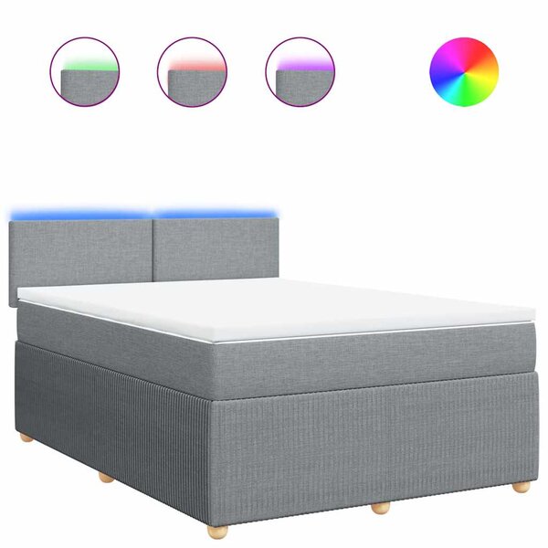 vidaXL Sommier à lattes de lit avec matelas Gris clair 160x200cm Tissu