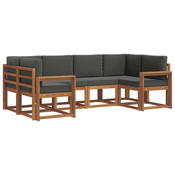 vidaXL Ensemble de canapés d'extérieur 6 pc Naturel et Anthracite