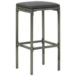 vidaXL Ensemble de bar de jardin 5 Pièces et coussins Résine tressée Gris