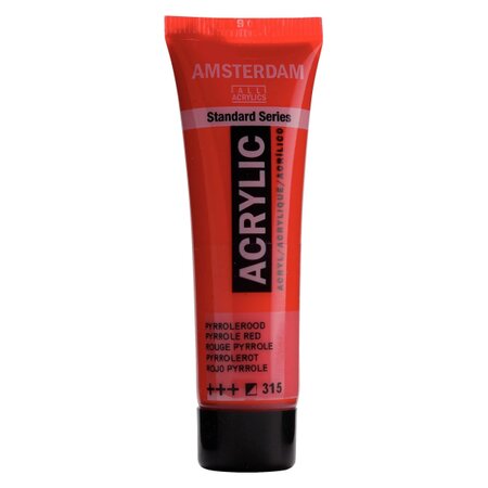 Peinture acrylique en tube rouge de pyrrole 20ml - amsterdam