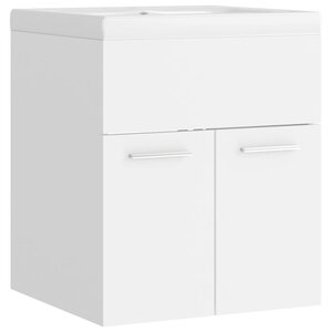 vidaXL Armoire d'évier avec lavabo intégré Blanc Aggloméré