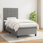 vidaXL Sommier à lattes de lit avec matelas Gris foncé 90x200 cm Tissu