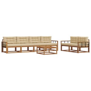 vidaXL Ensemble de canapés d'extérieur 7 Pièces Naturel et Beige