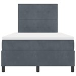 Lit à sommier box avec matelas et LED Gris foncé 120x190 cm en velours