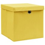 vidaXL Boîtes de rangement et couvercles 4 Pièces Jaune 32x32x32 cm Tissu