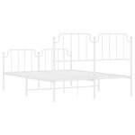vidaXL Cadre de lit métal sans matelas et pied de lit blanc 135x190 cm