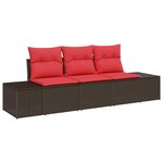 vidaXL Ensemble de Canapés avec coussin 3 Pièces Marron polyrotin