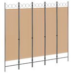 vidaXL Paravent 5 panneaux Beige 200 x 180 cm Tissu