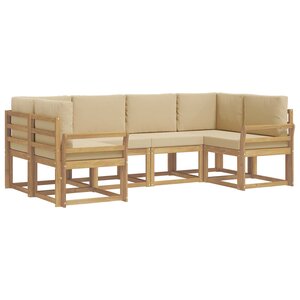 vidaXL Ensemble de canapés d'extérieur 6 Pièces Blanc et Beige