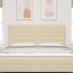 vidaXL Tête de lit LED avec des lumières à LED Crème 180 cm Polyester