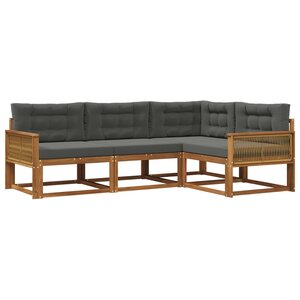 vidaXL Ensemble de canapés d'extérieur 4 Pièces Naturel et Anthracite