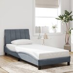 vidaXL Cadre de lit avec lumières LED gris foncé 90x200 cm velours