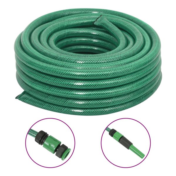 vidaXL Tuyau d'arrosage avec jeu de raccords vert 0 75" 10 m PVC