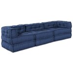 vidaXL Unité de canapé modulaire 3 Pièces Indigo Tissu