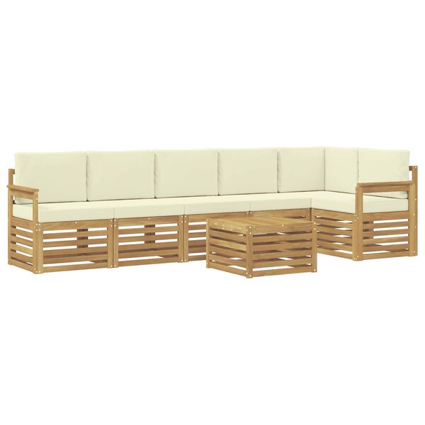 vidaXL Ensemble de canapés d'extérieur 7 Pièces Blanc et crème