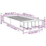 vidaXL Cadre de lit gris béton 90x200 cm bois d'ingénierie