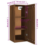 vidaXL Armoire suspendue Chêne marron 35x34x90 cm Bois d'ingénierie