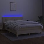 vidaXL Sommier à lattes de lit avec matelas LED Crème 140x200 cm Tissu