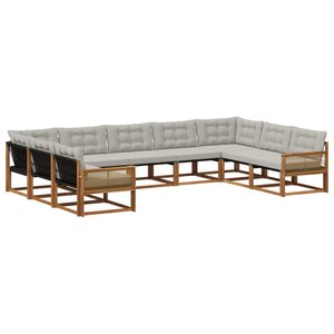 vidaXL Ensemble de canapés d'extérieur 9 pc Naturel et gris clair
