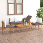 vidaXL Salon de jardin 4 Pièces avec coussins Bois d'acacia solide