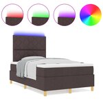 vidaXL Lit box spring avec matelas & LED Marron foncé 120x200 cm Tissu