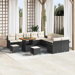 vidaXL Ensemble de canapé de jardin 13 Pièces Noir polyrotin