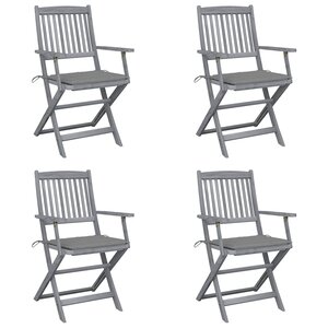 vidaXL Chaises pliables d'extérieur lot de 4 et coussins Bois d'acacia