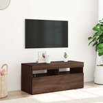 vidaXL Meuble TV avec lumières LED Chêne marron 90x35x40 cm