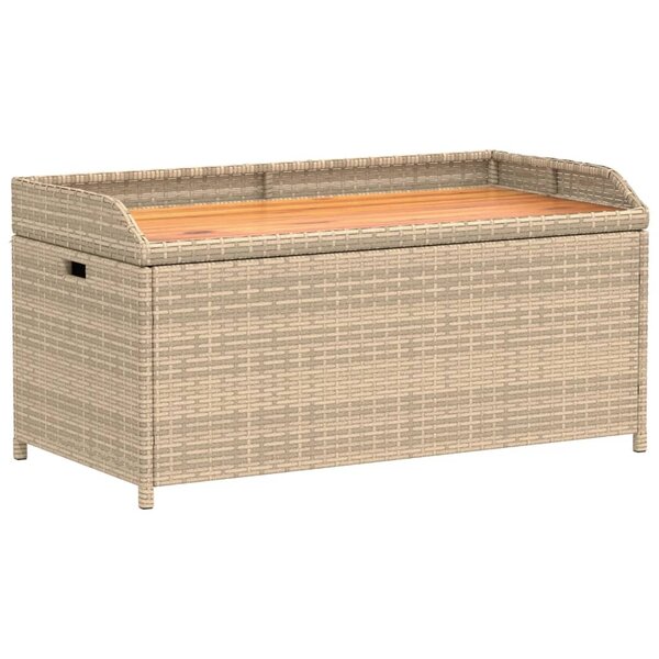 vidaXL Banc de rangement mélange beige résine tressée et bois d'acacia