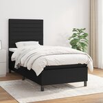 vidaXL Sommier à lattes de lit avec matelas Noir 90x190 cm Tissu