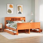vidaXL Lit bibliothèque sans matelas cire marron 180x200 cm pin massif