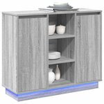 vidaXL Buffet LED Gris Sonoma 90 x 32 x 75 cm Bois d'ingénierie