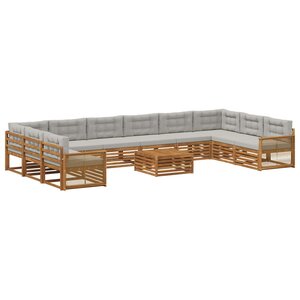 vidaXL Ensembles de canapés avec coussin 11 Pièces Bois d'Acacia Massif