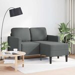 vidaXL Canapé 2 places avec méridienne en L gris foncé 125 cm tissu
