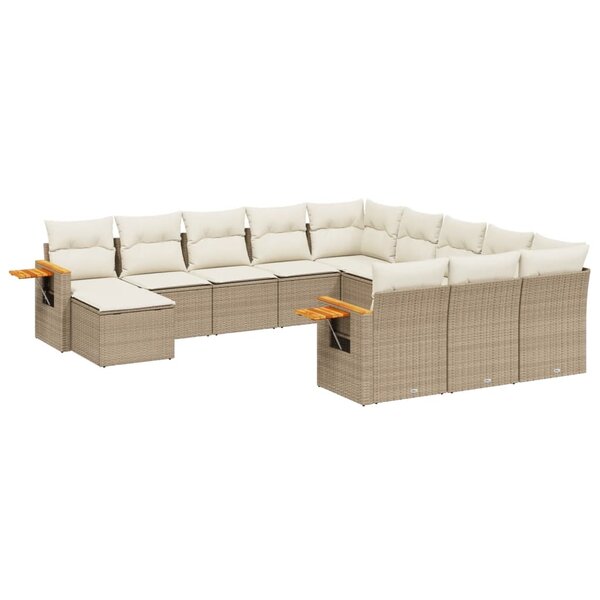 vidaXL Salon de jardin 11 Pièces avec coussins beige résine tressée