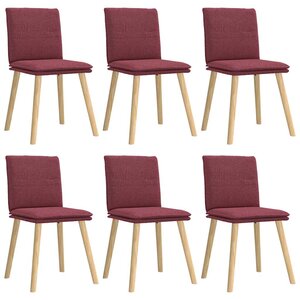 vidaXL Chaises à manger lot de 6 rouge bordeaux tissu