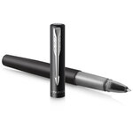 PARKER VECTOR XL Stylo roller  laque noire métallisée sur laiton  recharge noire pointe fine  Coffret cadeau