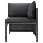 vidaXL Salon de jardin 3 Pièces avec coussins Résine tressée Gris